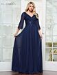Rina Di Montella RD3241 Three Quarter Sleeve A-Line Chiffon Dress