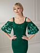 Christina Wu 17123 Bell Sleeve Lace Bodice Dress