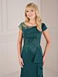 Christina Wu 17141 Cap Sleeve Ruffle Slit Dress