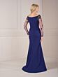 Christina Wu 17142 Illusion Sleeves Pleated Waist Dress