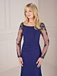 Christina Wu 17142 Illusion Sleeves Pleated Waist Dress