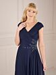 Christina Wu 17155 Ruched Bodice Cap Sleeve Dress