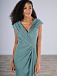 Christina Wu 17195 Cap Sleeve Pleated V-Neck Dress