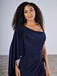 Christina Wu 17201 Hanging Sleeve Beaded Side Ruched Dress