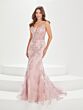 Tiffany Designs 16005 Sheer Bodice Floral Shimmer Dress