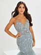 Tiffany Designs 16025 Floral Bodice Open Back Dress - Stock Only