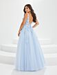 Tiffany Designs 16031 Floral Appliques Open Back Dress