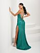 Tiffany Designs 16075 Lace-Up Back Ruched Glitter Dress
