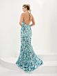 Tiffany Designs 16077 Floral Sequin Cross Back Dress