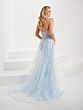Tiffany Designs 16107 Long Overskirt Strapless Floral Dress
