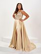 Tiffany Designs 16129 Beaded Bodice Slit Skirt Dress