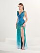 Tiffany Designs 16253 Plunging Neckline Ombre Sequin Dress