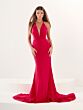 Tiffany Designs 16281 Sweep Train Plunging Halter Neckline Dress