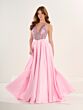 Tiffany Designs 16314 Sweep Train Plunging Halter Neckline Dress