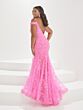 Tiffany Plus 16039 Cold Shoulder Floral Glitter Dress