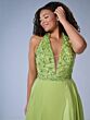 Tiffany Designs 16167 Plunging Halter Neck A-Line Plus Size Dress