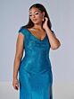 Tiffany Designs 16198 Cap Sleeve V-Neck Beaded Plus Size Dress
