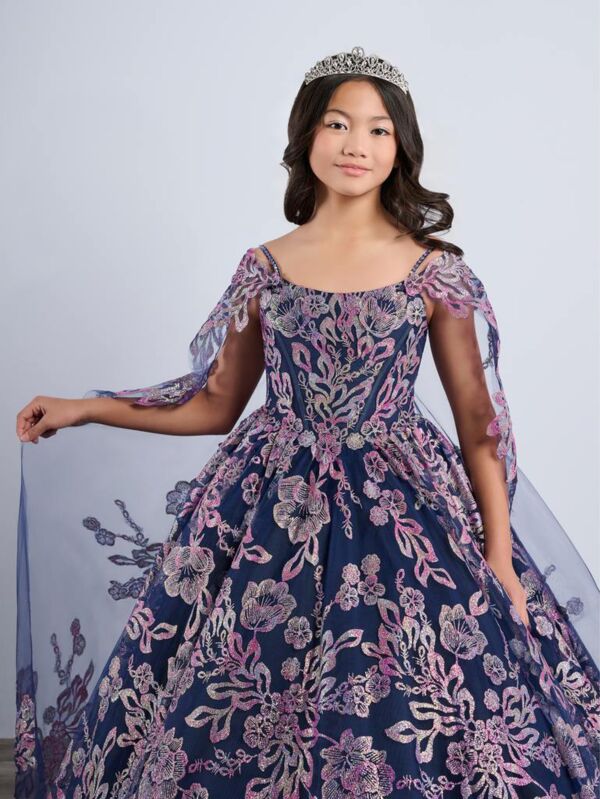 Tiffany Princess 13794 Sheer Cape Cold-Shoulder Mini Pageant Dress ...