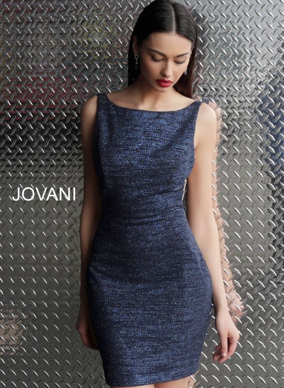 Jovani 42863 Bateau Neckline Glitter Dress