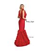 Jessica Angel 2542 Feather Skirt Plunging Neckline Dress