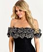 Jovani 47086 Ruffle Neckline Fitted Velvet Dress