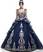 Jovani Q48438 Plunging Neck Layered Skirt Quinceanera Dress