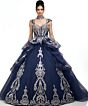 Jovani Q48438 Plunging Neck Layered Skirt Quinceanera Dress