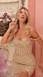 Amarra 88149 Sequin Skirt Illusion Corset Dress