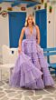Amarra 88226 Ruffle Skirt Plunging Halter Corset Dress