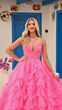Amarra 88296 Ruffle Skirt Plunging Neckline Dress