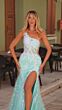 Amarra 88300 One Shoulder Corset Floral Glitter Dress