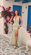 Amarra 88328 3D Rosettes Plunging Halter Backless Dress