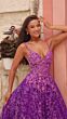Amarra 88362 Sheer Sides Floral Glitter Corset Dress