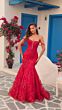 Amarra 88373 Corset Top Floral Glitter Trumpet Dress