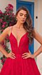Amarra 88410 Plunging Neckline Glitter Corset Dress