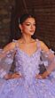 Amarra 54254 Off-The-Shoulder Sheer Cape Quince Dress
