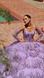 Amarra 54300 Scallop Skirt Bell Sleeve Quinceanera Gown