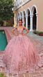 Amarra 54310 Cold-Shoulder Strap Hooded Cape Sweet 16 Gown