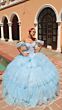 Amarra 54312 Ruffle Skirt Flutter Sleeve Sweet 16 Gown