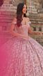 Amarra 54324 Hooded Cape Petal Train Quince Dress