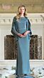Marsoni MV1348 Beaded Bateau Neck Cape Sleeve Dress