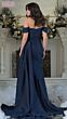 Marsoni MV1365 Off The Shoulder Jacquard Side Drape Dress