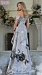 Marsoni MV1368 Off The Shoulder Side Drape Silver Multicolor Dress