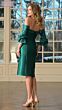 Marsoni MV1370 Three-Quarter Sleeve Dupioni Knee-Length Dress