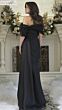 Rina Di Montella RD3309 Side Slit Beaded Corset Black Dress