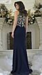Rina Di Montella RD3345 Embroidered Bodice Fitted Halter Neck Dress