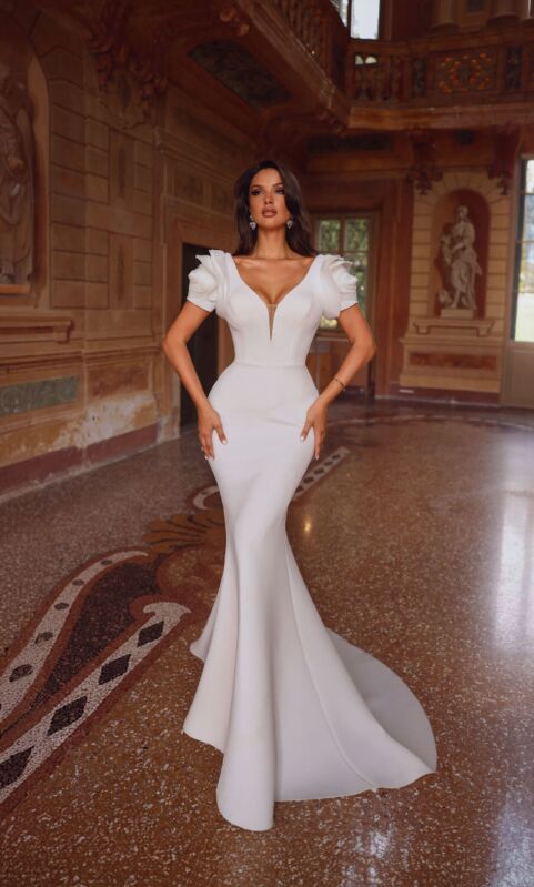 Alyce Paris 7066 Floral Sleeves Open Back Bridal Gown