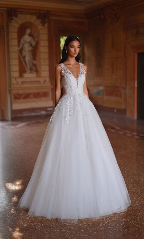Alyce Paris 7128 Illusion Back Plunging Neck Wedding Dress