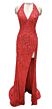 Ava Presley 47217 Beaded Halter Neck Side Slit Dress