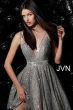 Jovani JVN62516 Plunging Neck Glitter Short Dress